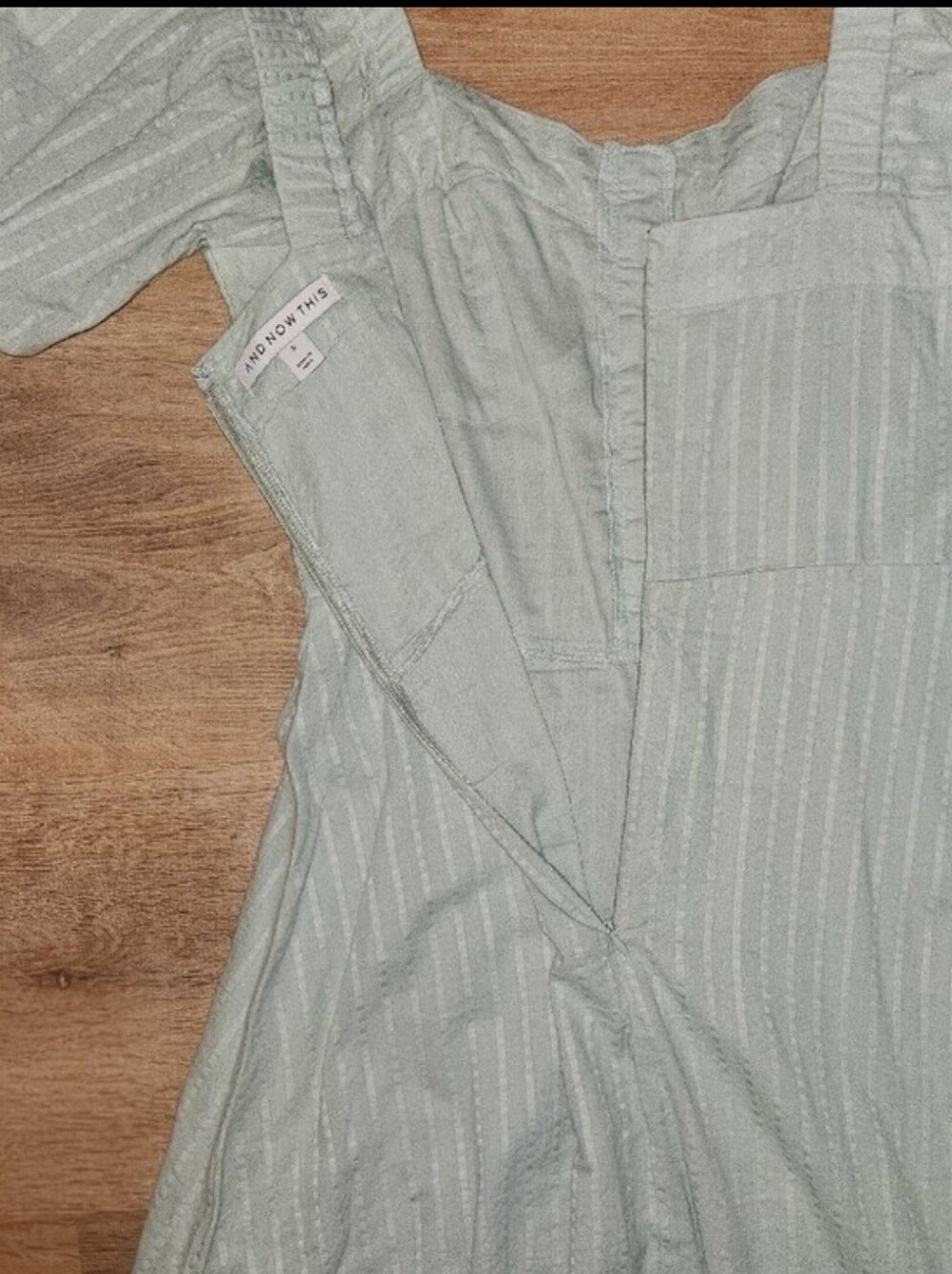 Pale Blue Puff-Sleeve Midi Dress with Ruffled Hem - Picture 6 of 8